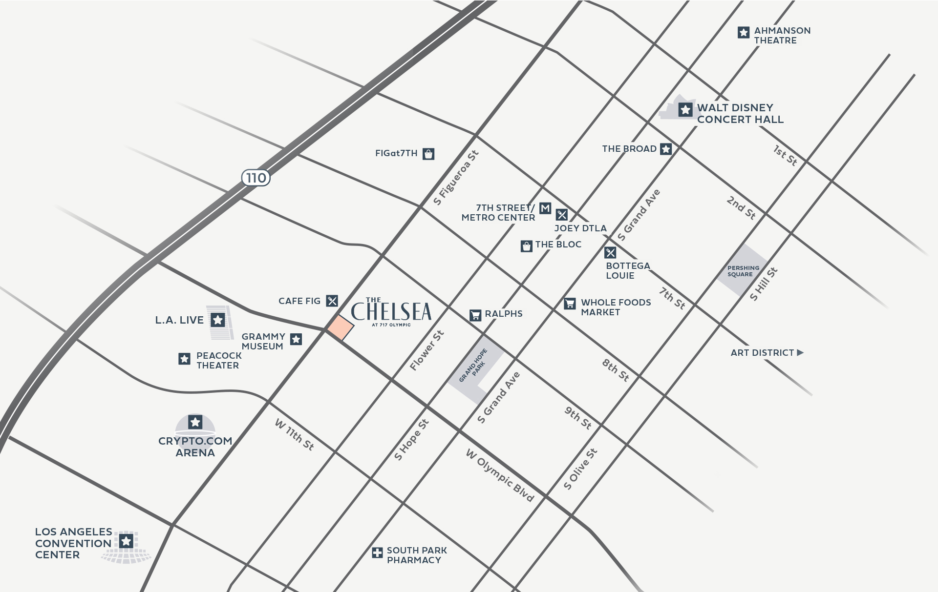 map of The Chelsea and surrounding area of DTLA