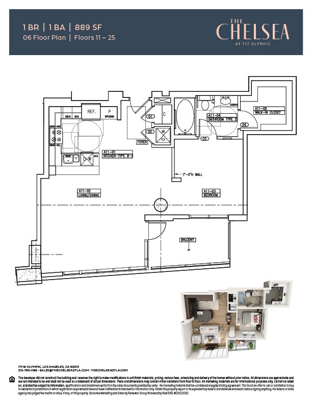 The Chelsea 1 Bedroom Floor Plan