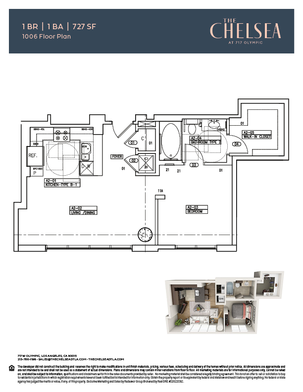 The Chelsea 1 Bedroom Floor Plan