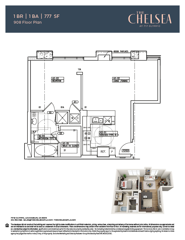 The Chelsea 1 Bedroom Floor Plan
