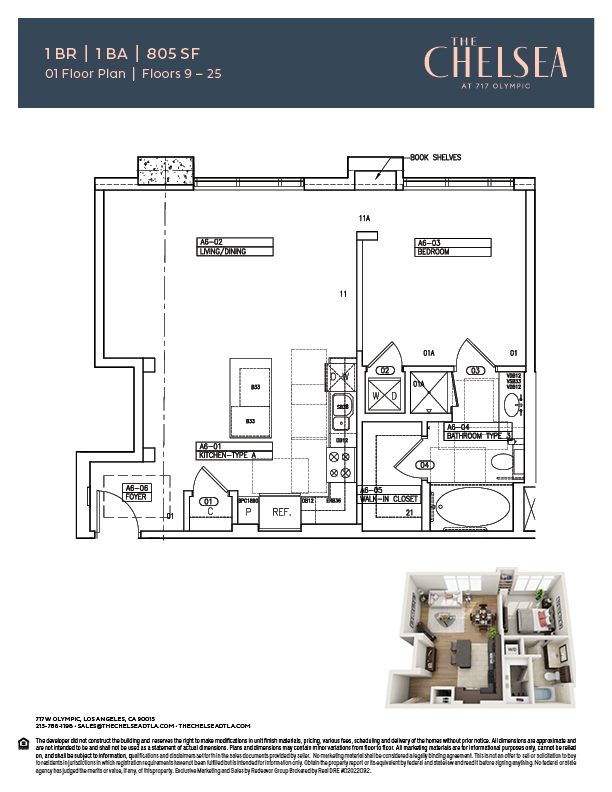 The Chelsea 1 Bedroom Floor Plan